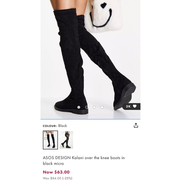 NEW ASOS Kalani over the knee boots in black micro size Uk 6/US 8 - Picture 2 of 9